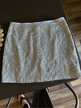 Topshop Silver Sequin Mini Skirt